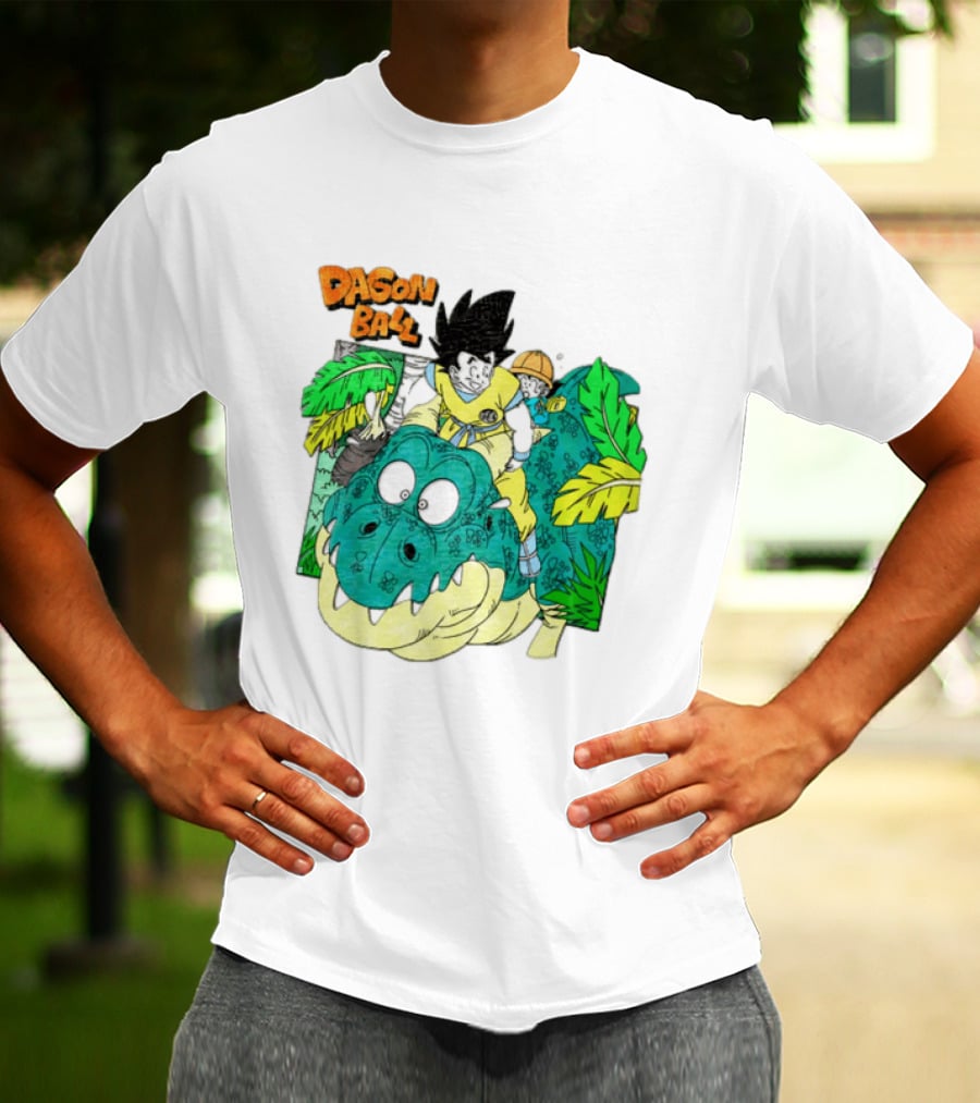 Goku Gohan Riding Dinosaur Dragon Ball Adventure Scene T-Shirt