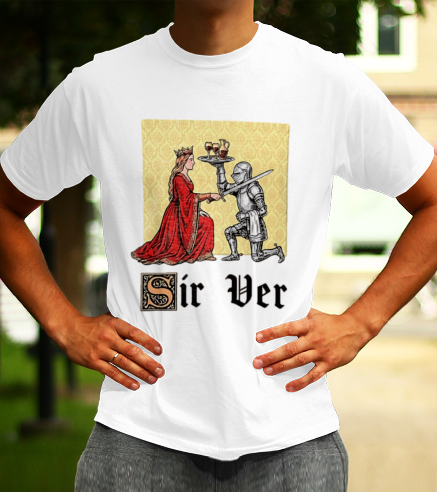 Sir Ver Knight Serving Wine To Queen Medieval Fantasy T-Shirt