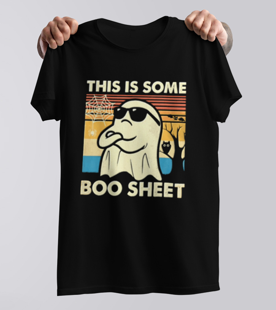 This Is Some Boo Sheet Sunset Ghost Sunglasses Tree T-Shirt