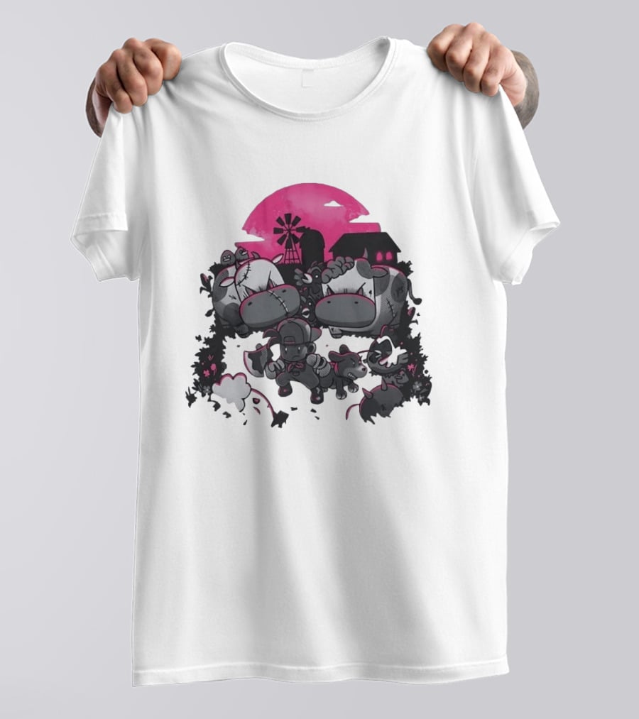 Zombie Farm Undead Creepy Cows Horror Scene T-Shirt