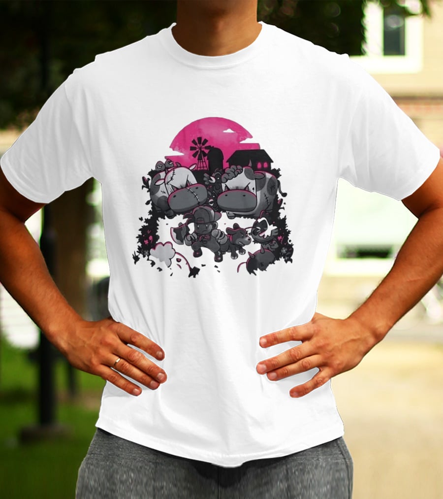 Zombie Farm Undead Creepy Cows Horror Scene T-Shirt