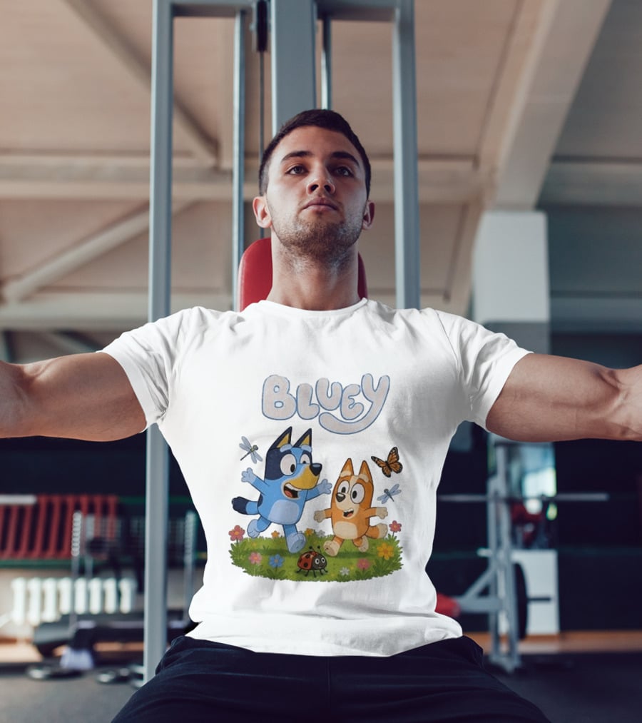 Bluey And Friends Playing With Bugs And Butterflies In The Meadow T-Shirt