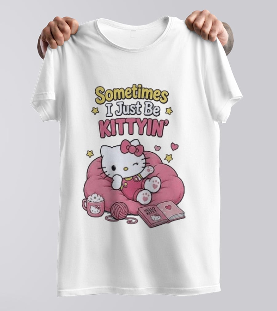 Hello Kitty Sometimes I Just Be Kittyin' Relaxing With Stars And Cozy T-Shirt