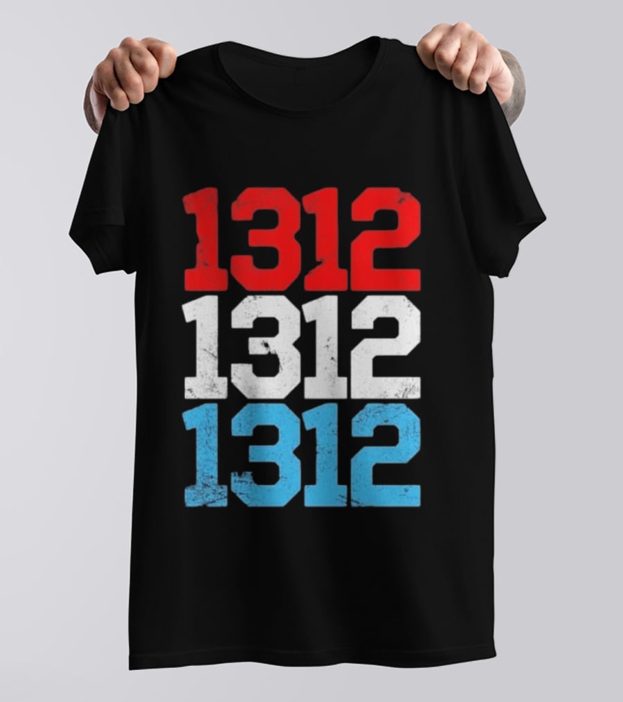 1312 ACAB Distressed Protest Red White Blue Stacked T-Shirt