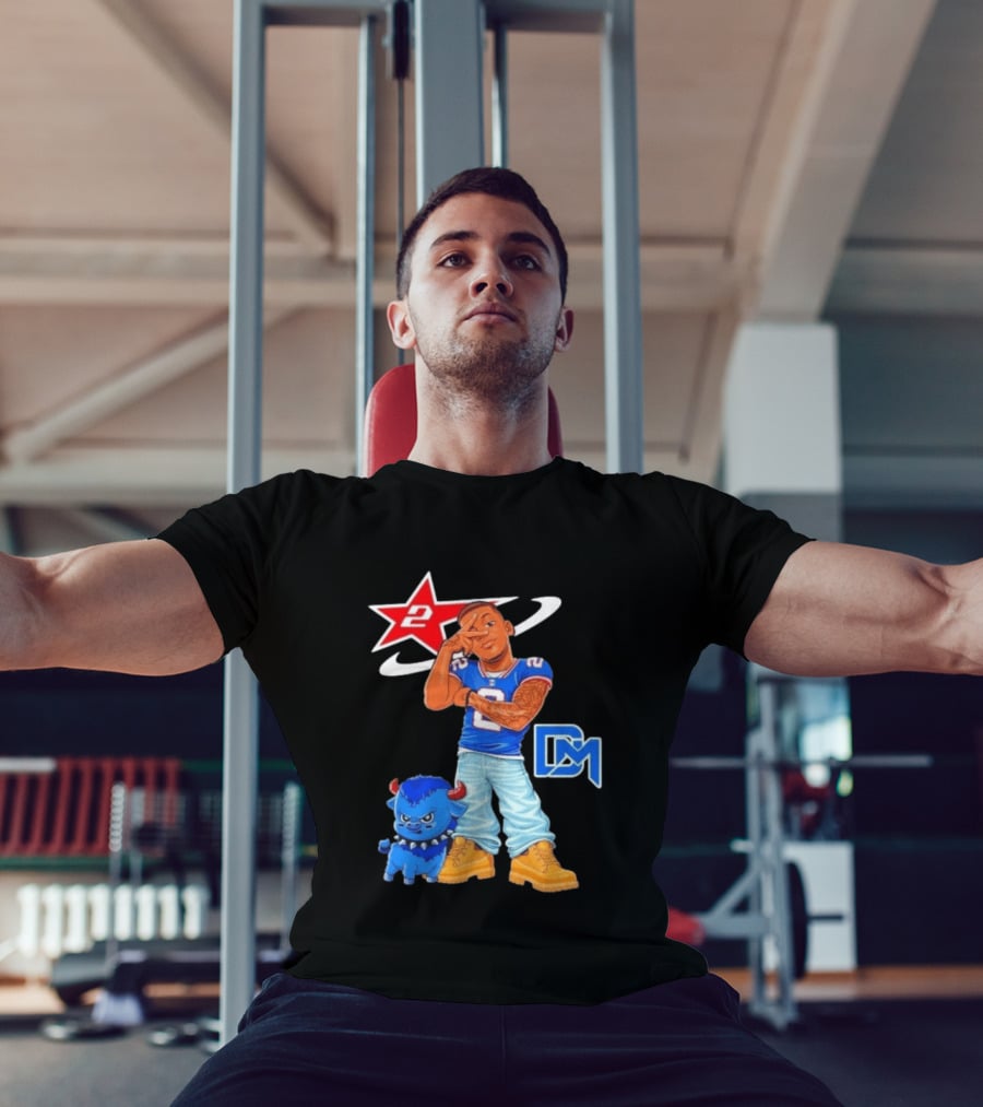 DJ Moore No 2 Buffalo Bills Cartoon Player With Buffalo And Red Star T-Shirt