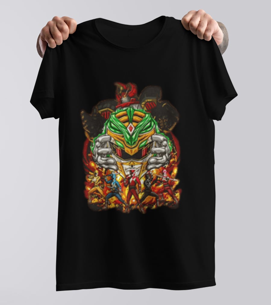 Mighty Morphin Power Rangers Green Ranger Red Ranger Megazord Characters T-Shirt