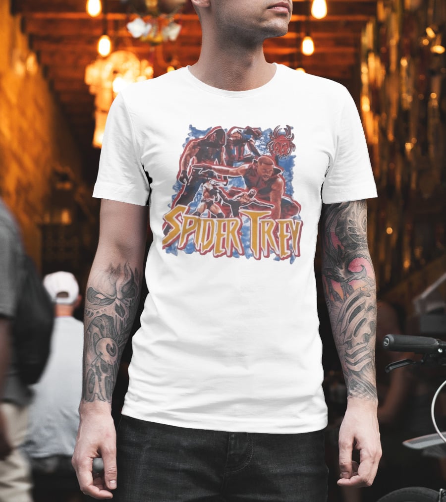Spider Trey Wrestling Wrestler Sports Action Montage T-Shirt