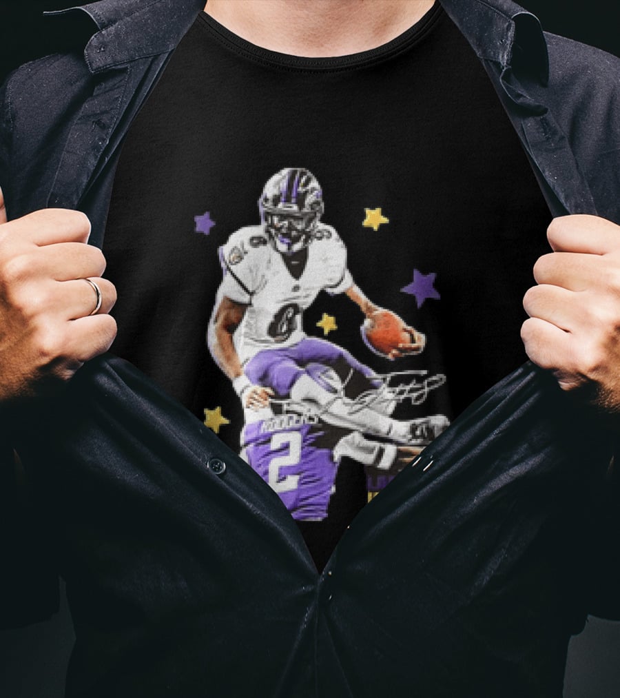 Lamar Jackson Baltimore Ravens Stars Rodgers 2 NFL T-Shirt