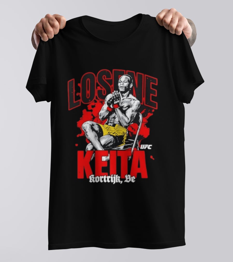 Losene Keita UFC Kortrijk Be MMA Fighter Pose In Bold Red And Yellow T-Shirt