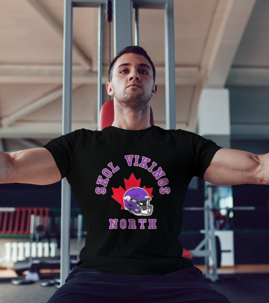 Skol Vikings North Canada 2026 Football Helmet Red Maple Leaf T-Shirt
