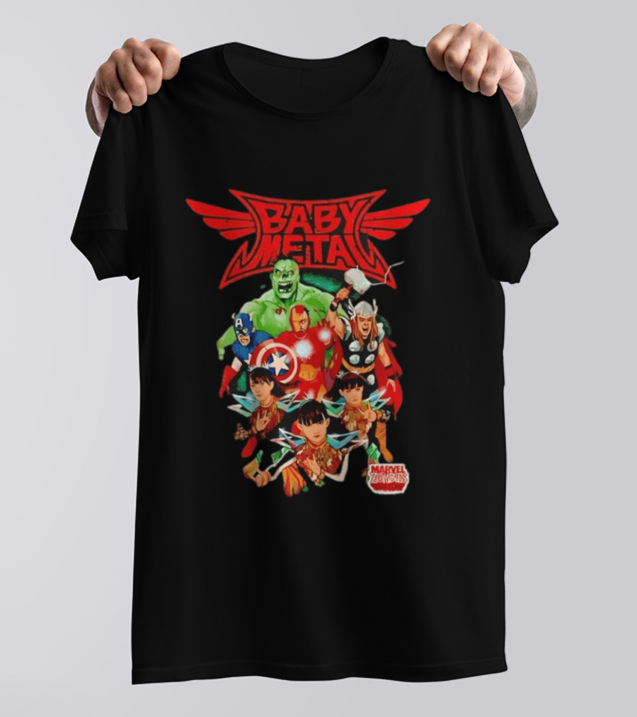 Babymetal X Marvel Zombies Avengers Collaboration May 2012 Heavy Metal T-Shirt
