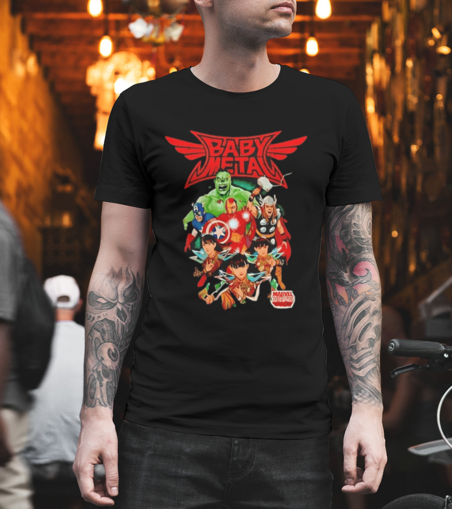 Babymetal X Marvel Zombies Avengers Collaboration May 2012 Heavy Metal T-Shirt
