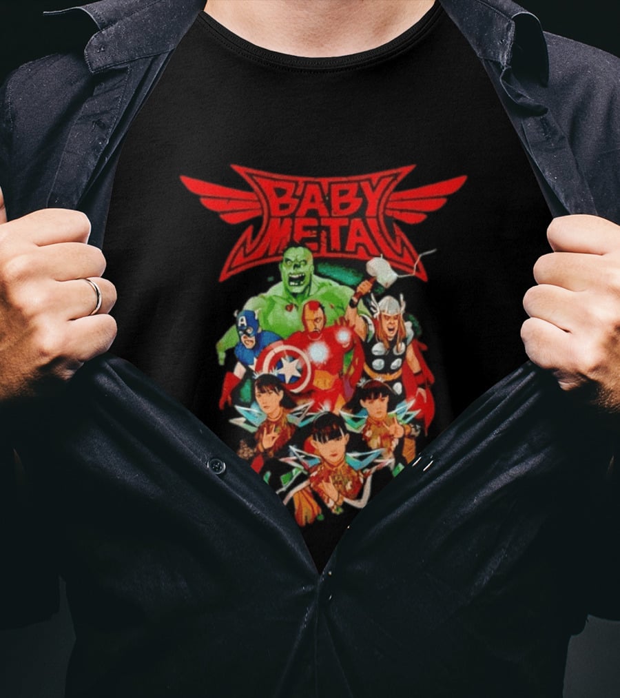 Babymetal X Marvel Zombies Avengers Collaboration May 2012 Heavy Metal T-Shirt