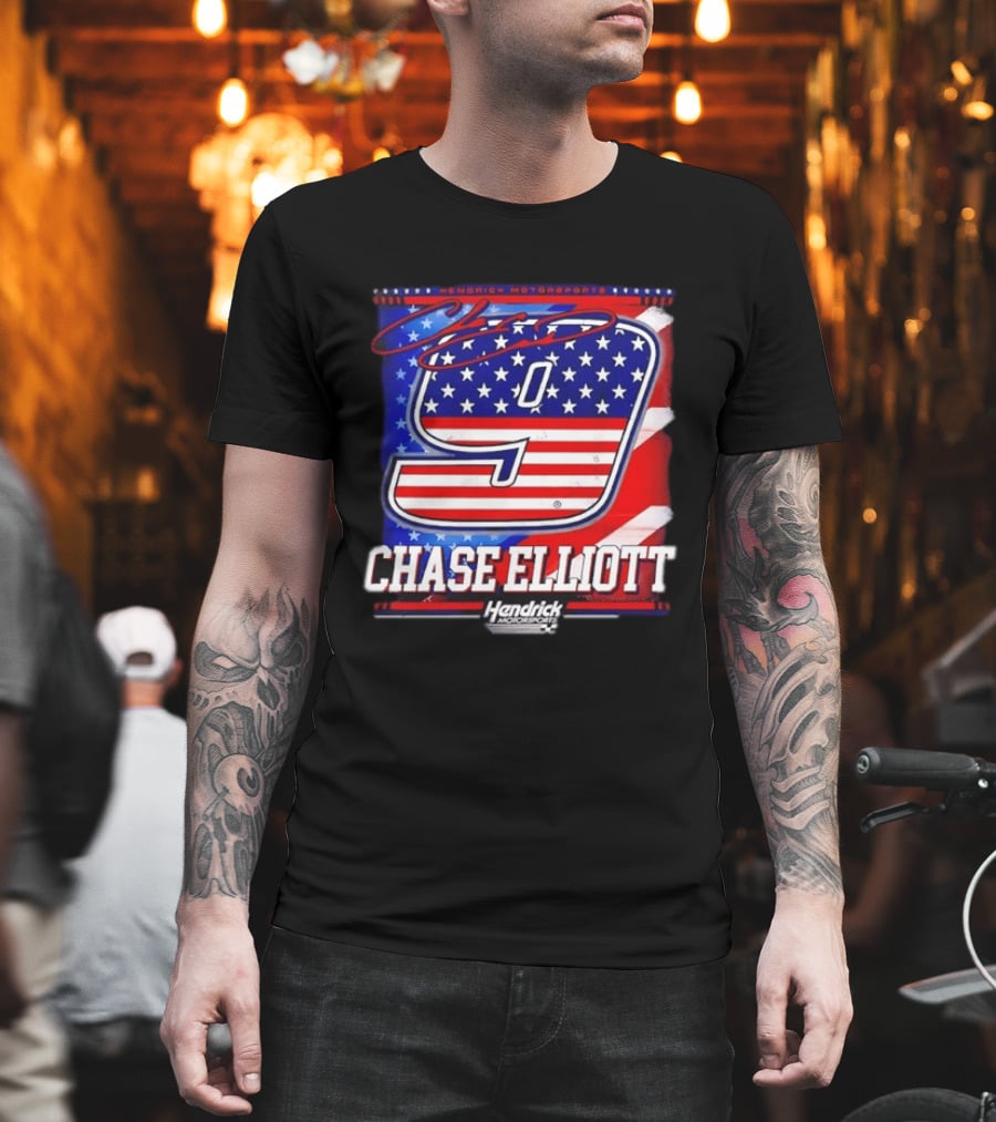 Chase Elliott 9 Hendrick Motorsports American Flag Racing T-Shirt