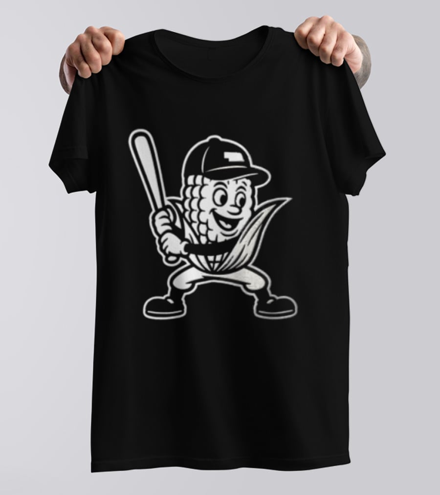 Cornhusker Nebraska Cornhuskers Baseball Mascot With Bat T-Shirt