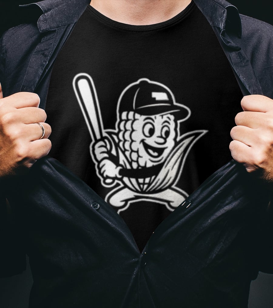 Cornhusker Nebraska Cornhuskers Baseball Mascot With Bat T-Shirt