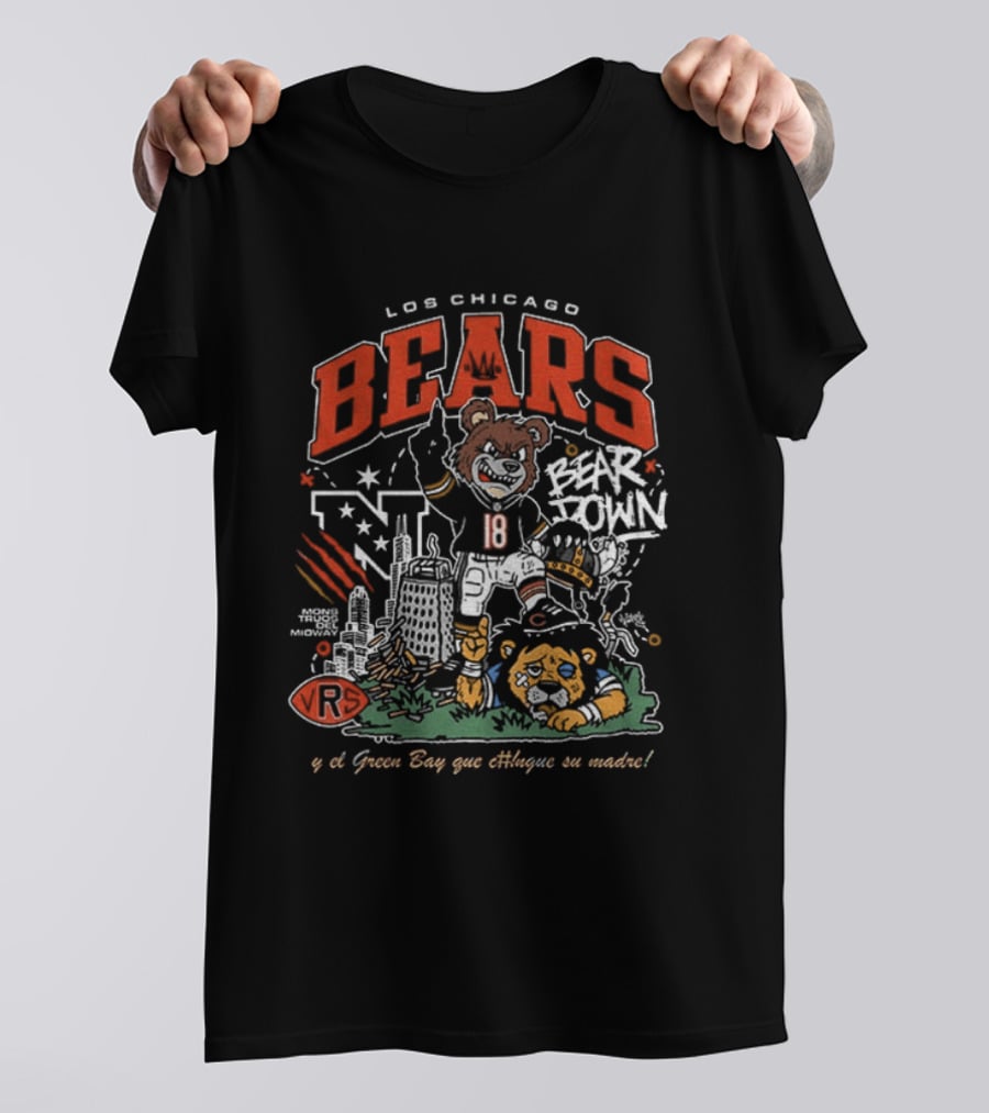 Los Chicago Bears Bear Down Beat Vikings Lions Green Bay Que Chinguen Su Madre T-Shirt