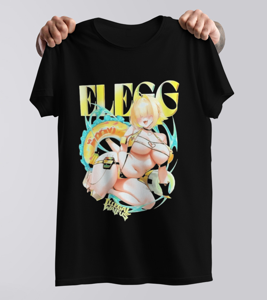 Elegg Illegal Waifus Electric Anime Character Beach Vibes T-Shirt