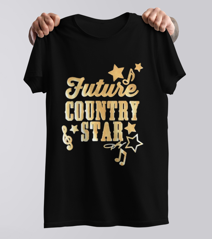 Future Country Star Musician Singer Golden Notes And Stars T-Shirt