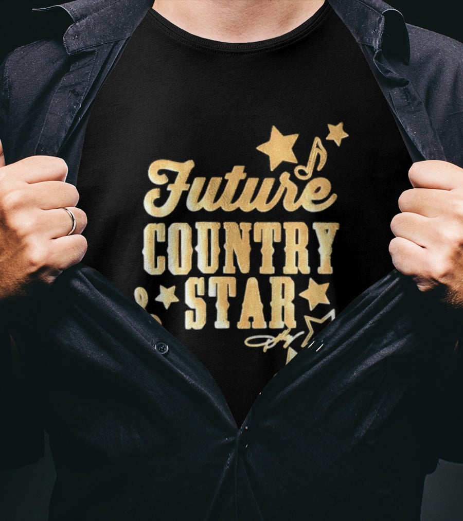 Future Country Star Musician Singer Golden Notes And Stars T-Shirt