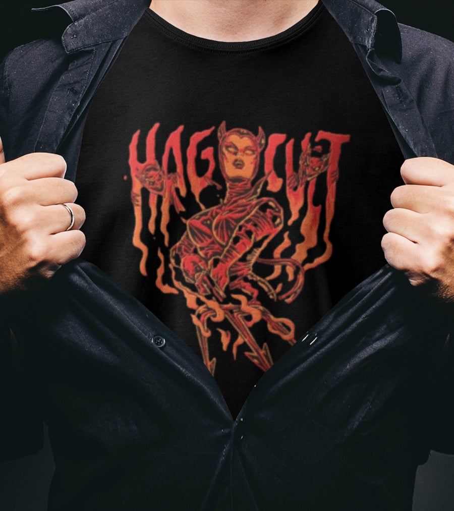 Hag Cult Demon Girl Trident Hellfire Occult T-Shirt
