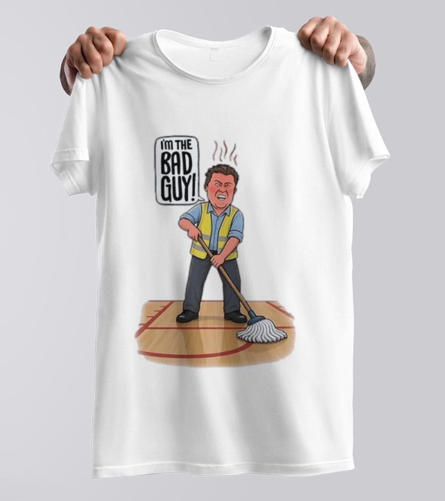 I'm The Bad Guy Janitor Cartoon Mopping Basketball Court T-Shirt
