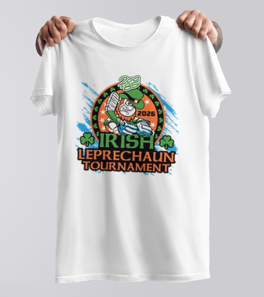Irish Leprechaun Tournament 2026 Clover Emblem And Green Hat Celebration T-Shirt