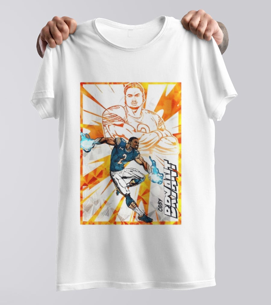 Coby Bryant Seattle Seahawks Football Card Dynamic Illustration With Chicago Bears T-Shirt