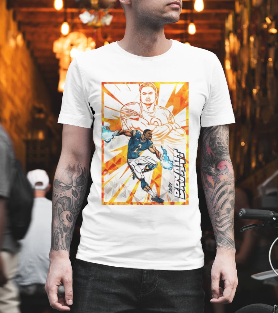 Coby Bryant Seattle Seahawks Football Card Dynamic Illustration With Chicago Bears T-Shirt