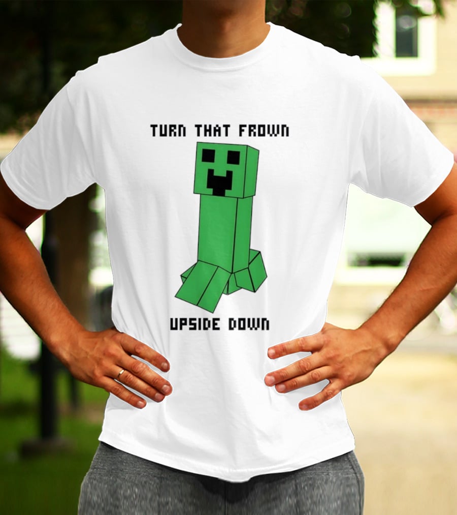 Creeper Turn That Frown Upside Down Gaming Block T-Shirt