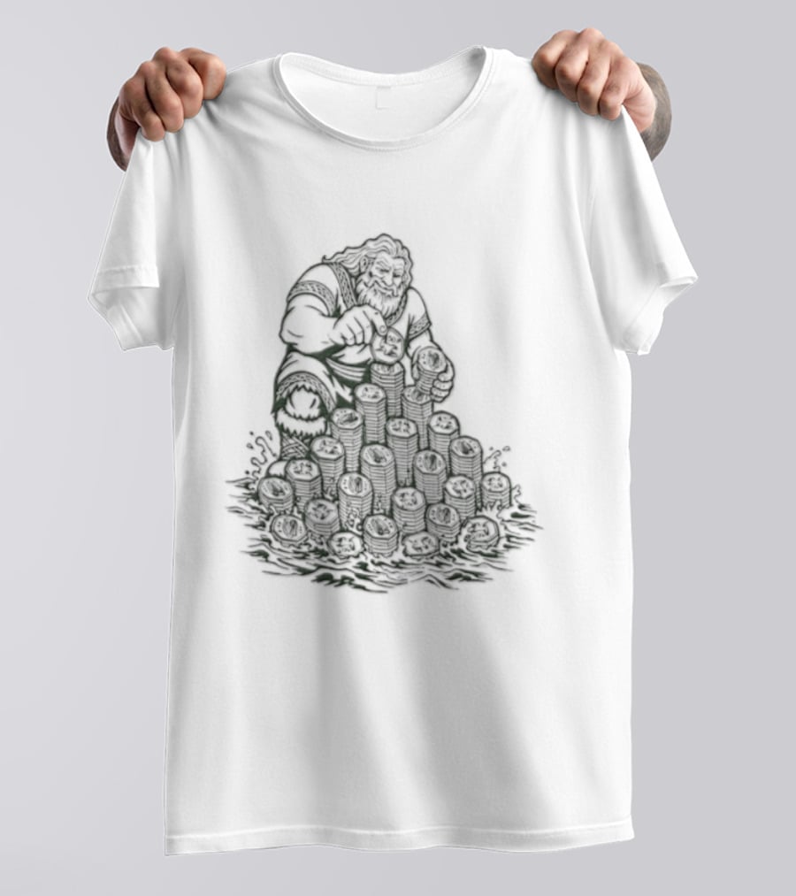 Dagda Irish Mythology Deity With Ireland 50p Coins Currency T-Shirt
