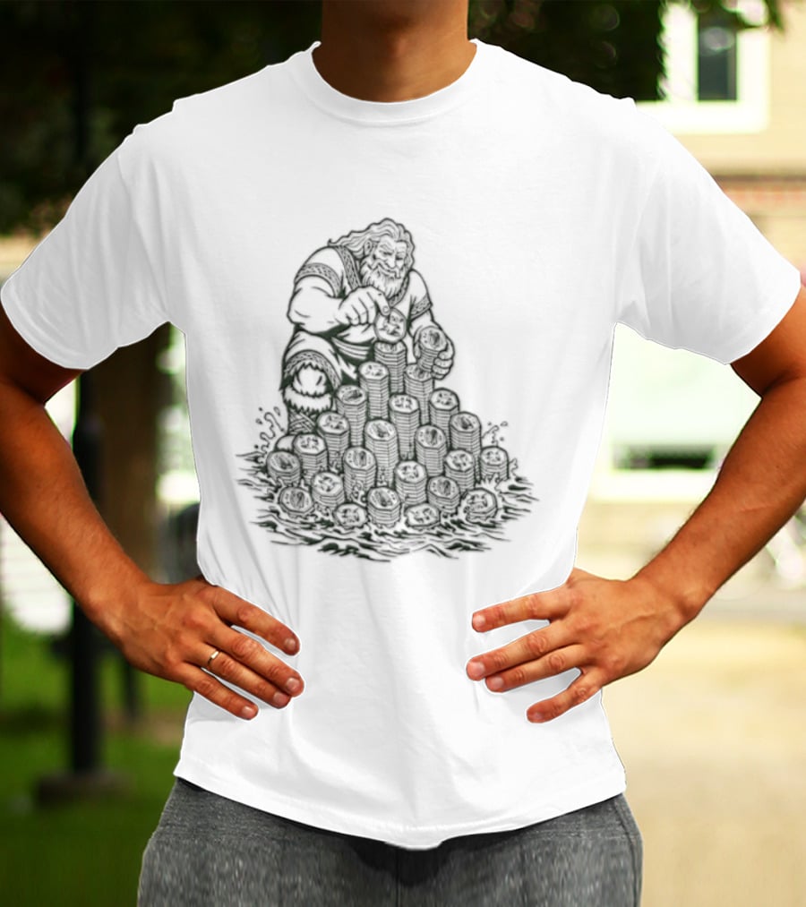 Dagda Irish Mythology Deity With Ireland 50p Coins Currency T-Shirt