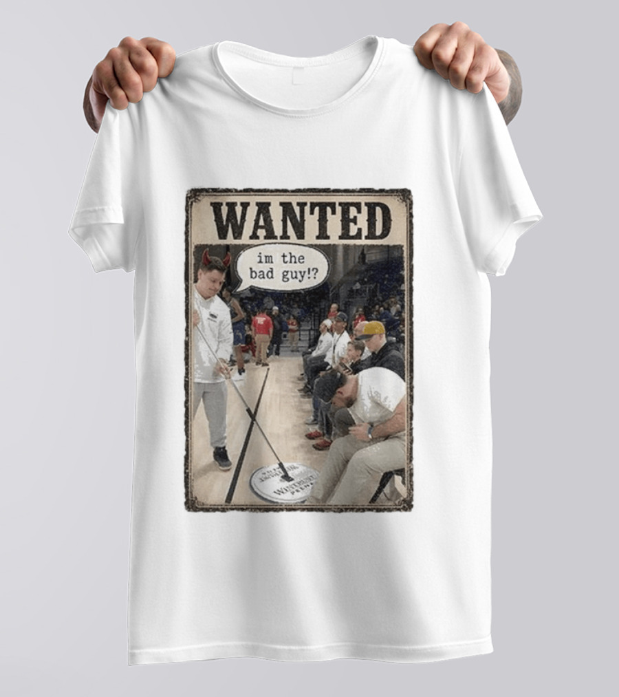 Wanted Im The Bad Guy!? Basketball Court Scene With Devil Horns T-Shirt