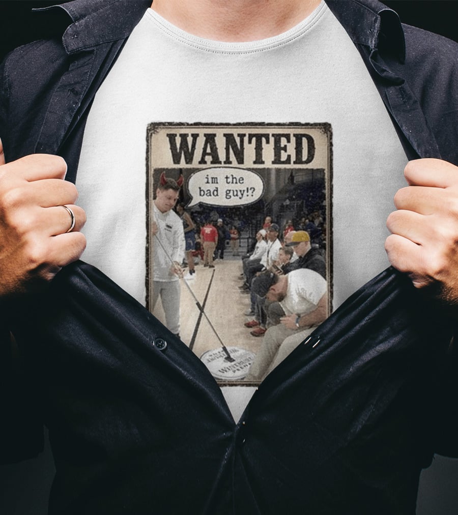 Wanted Im The Bad Guy!? Basketball Court Scene With Devil Horns T-Shirt