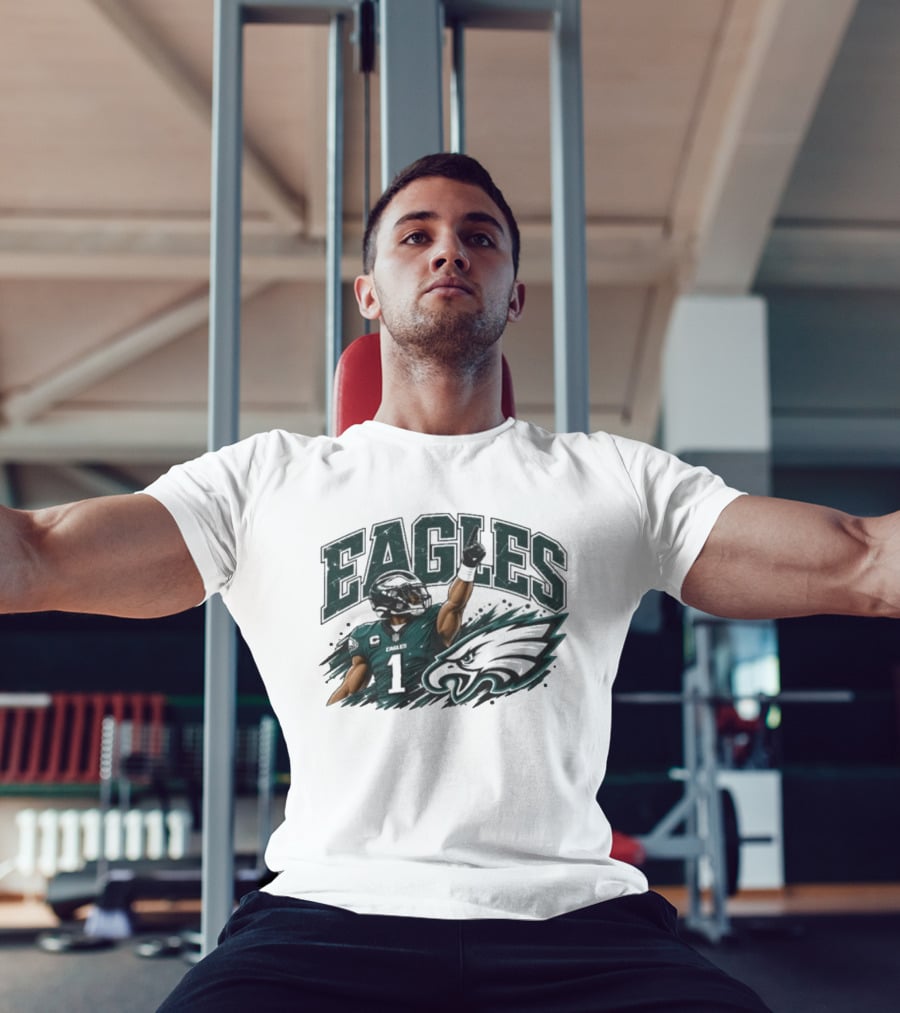 Eagles Quarterback Number One Victory Celebration Football T-Shirt