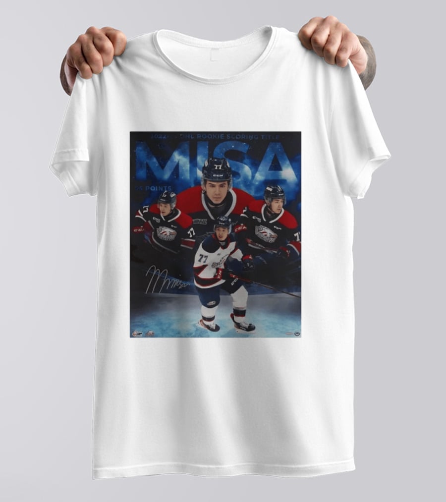 Michael Misa Saginaw Spirit 2022 23 OHL Rookie 56 Points T-Shirt