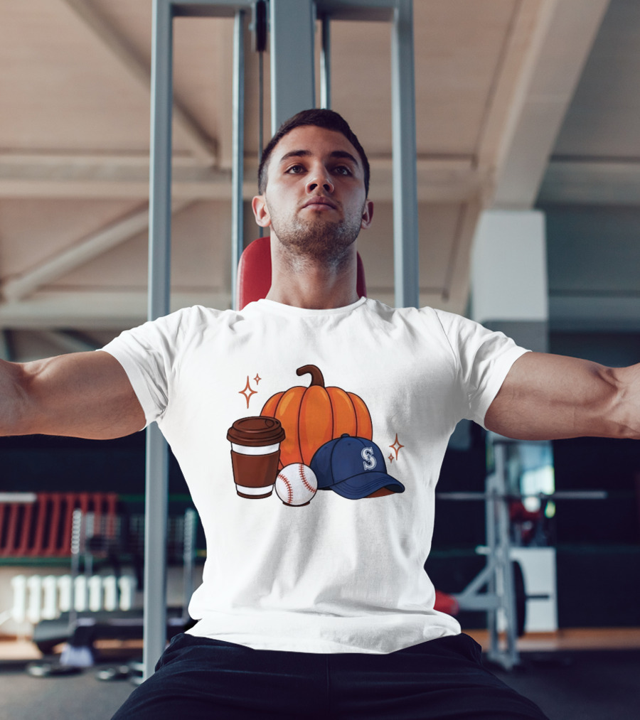 Seattle Mariners Pumpkin Baseball Coffee Season Autumn Vibes T-Shirt