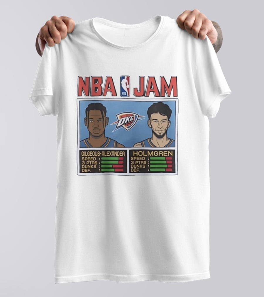 NBA Jam Shai Gilgeous Alexander Chet Holmgren OKC Thunder Stats T-Shirt