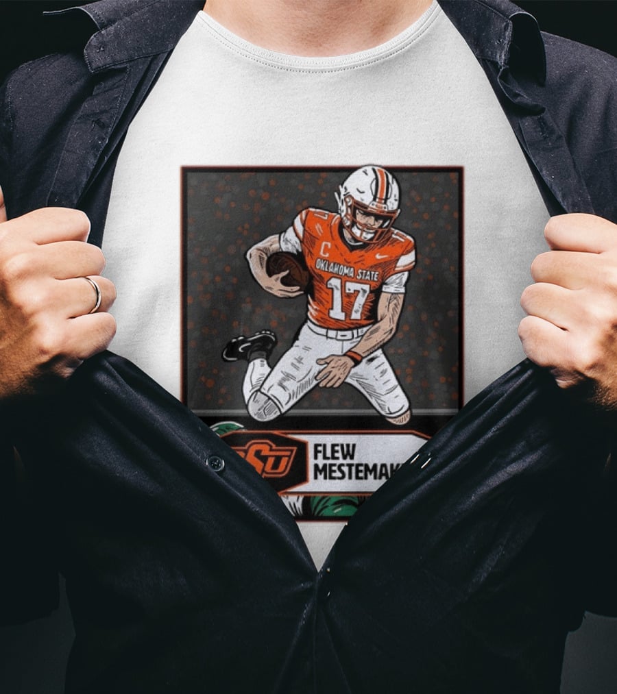 Oklahoma State Cowboys Flew Mestemaker 17 College Football Player Card T-Shirt