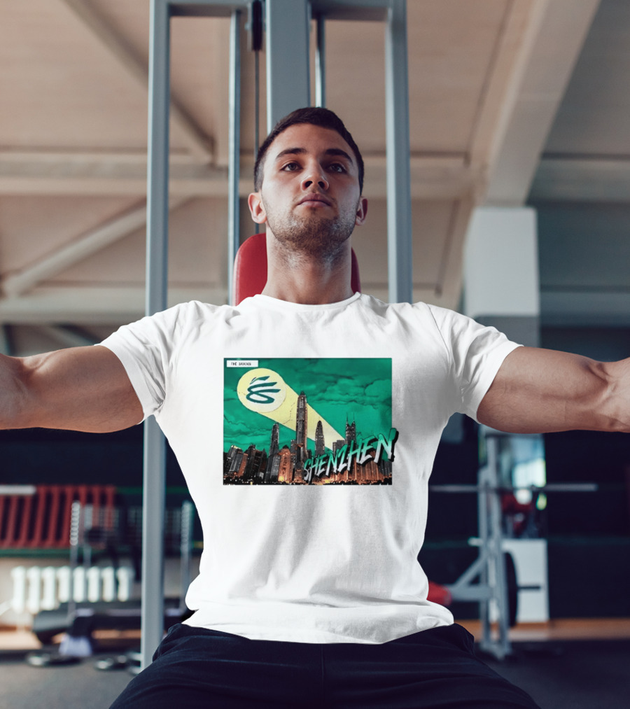 Shenzhen City Skyline With Illuminated Beacon And Clouds T-Shirt
