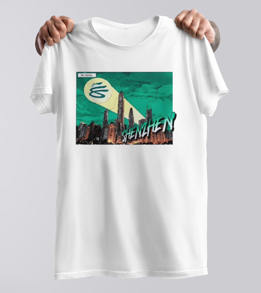 Shenzhen City Skyline With Illuminated Beacon And Clouds T-Shirt