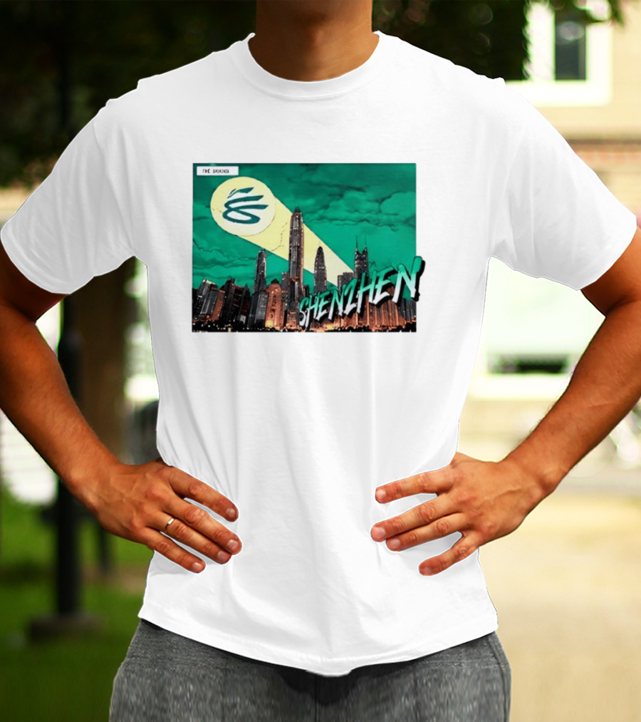 Shenzhen City Skyline With Illuminated Beacon And Clouds T-Shirt