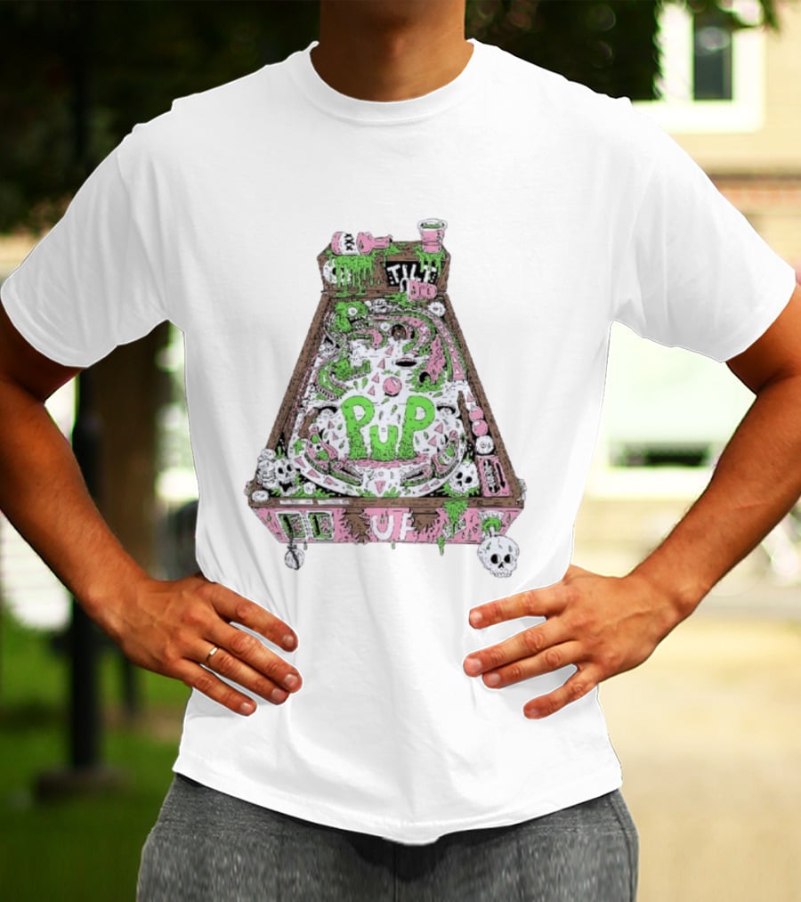 Pup Pinball Machine Slime Tilt Ugh Punk Rock Alternative T-Shirt