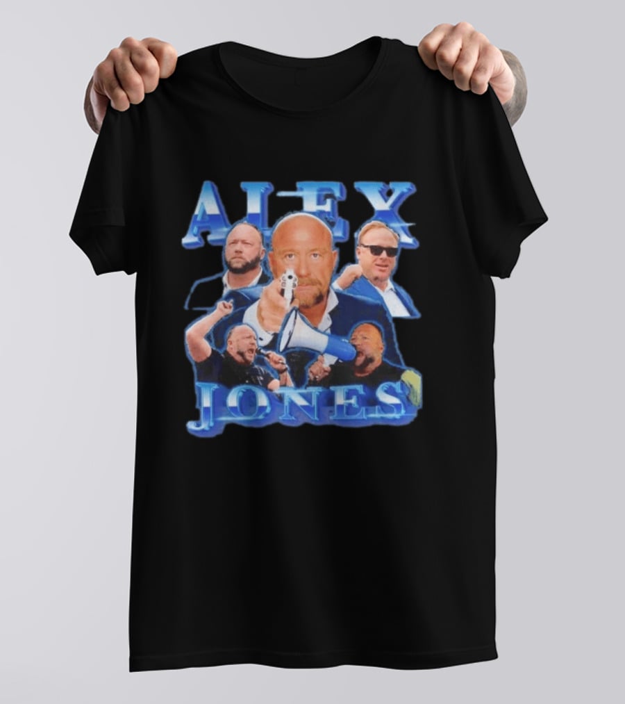 Alex Jones Collage InfoWars Media Personality Megaphone Images T-Shirt