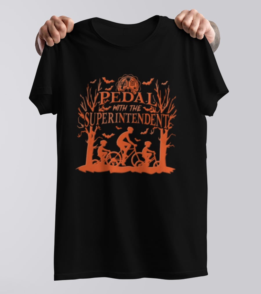 Brownsville Independent School District Pedal With The Superintendent Cycling Event Trees And Bats T-Shirt