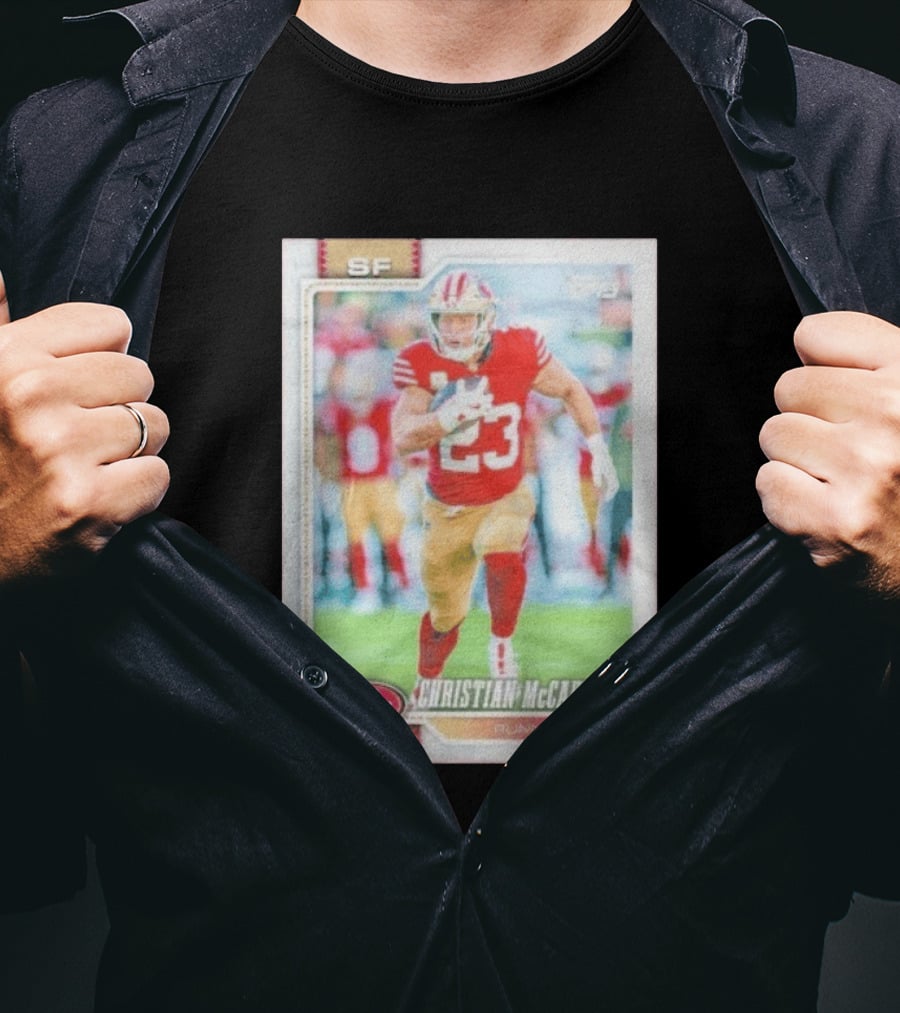 Christian McCaffrey SF 49ers Running Back No 23 NFL Player Card T-Shirt