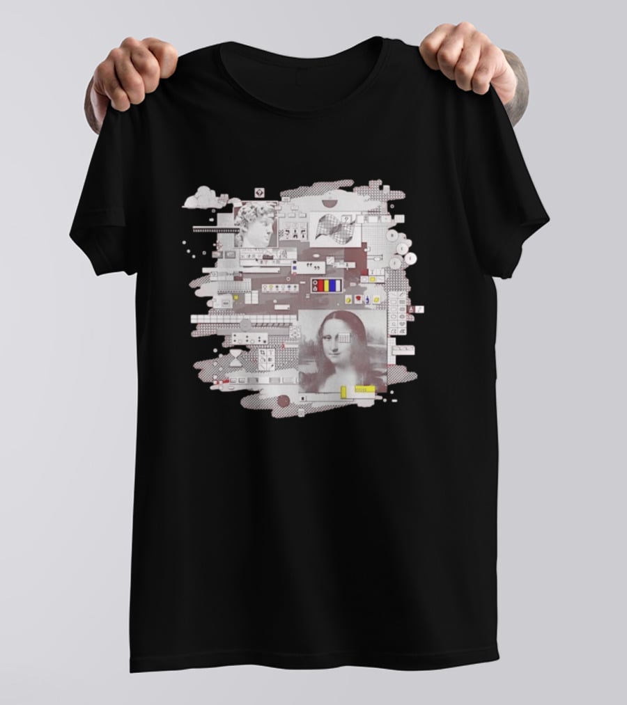 Mona Lisa Michelangelo David Digital Collage T-Shirt