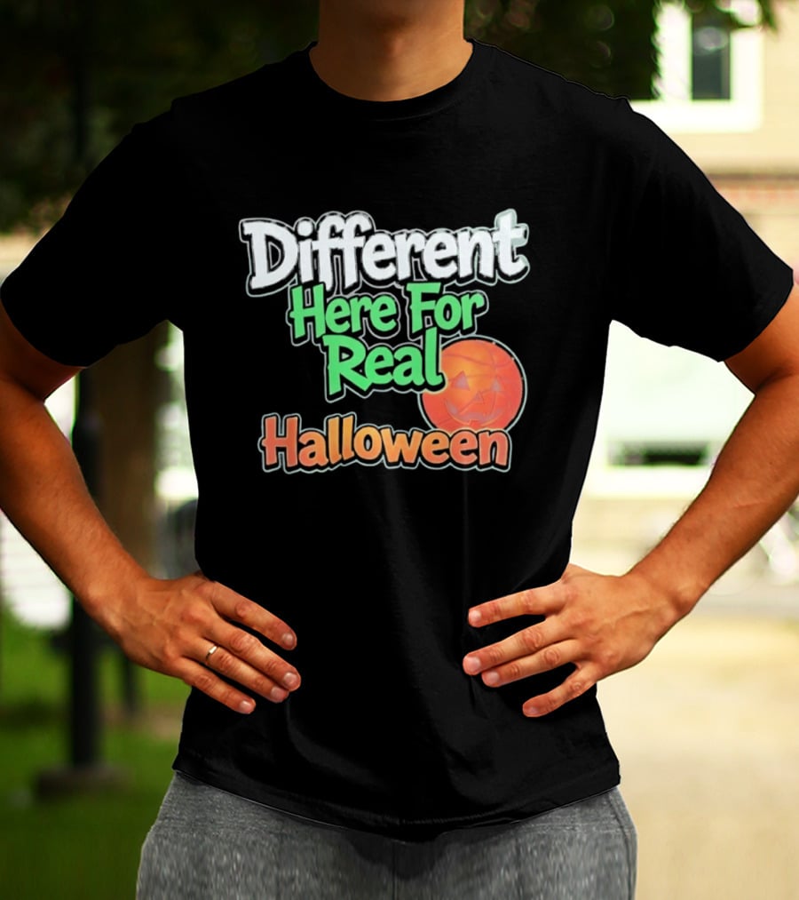 Different Here For Real Halloween Pumpkin Basketball T-Shirt