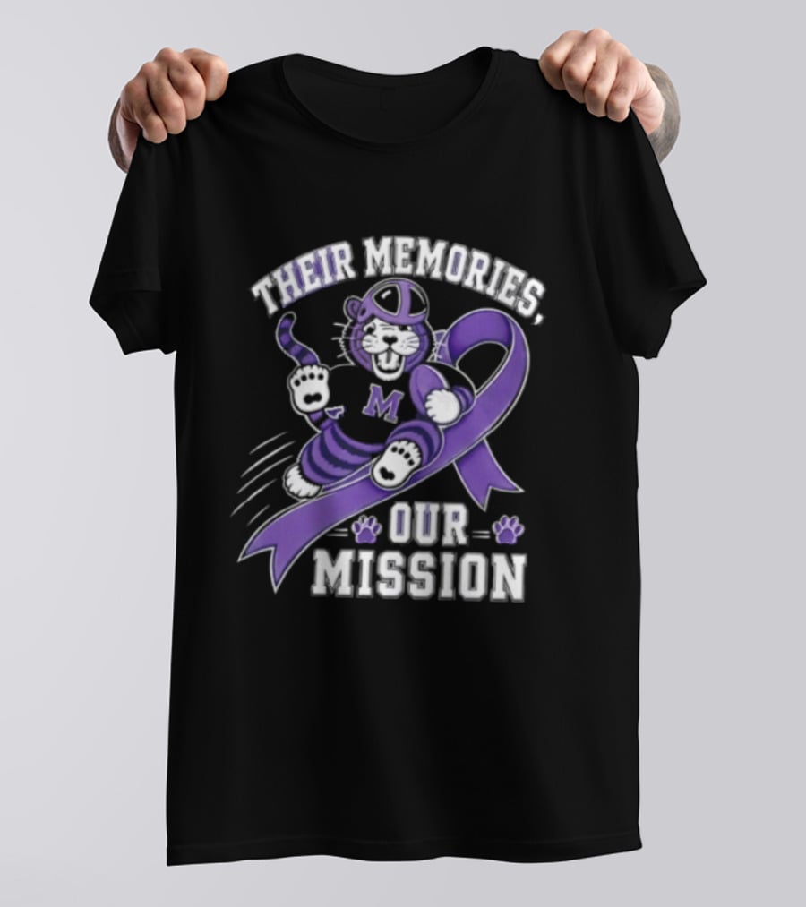 Their Memories Our Mission Purple Football Helmet Ribbon M Tiger Paw T-Shirt