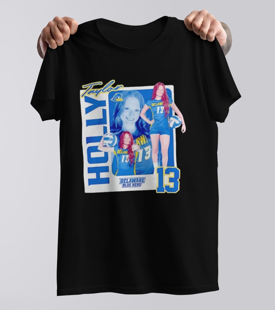 Holly Taylor Delaware Blue Hens Number 13 Volleyball T-Shirt